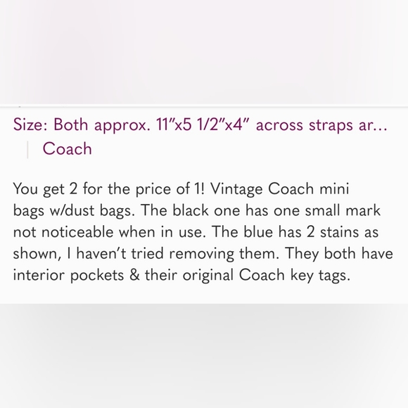 (2) Vintage Coach mini bag bundle with dust bags and hang tags - Picture 13 of 14